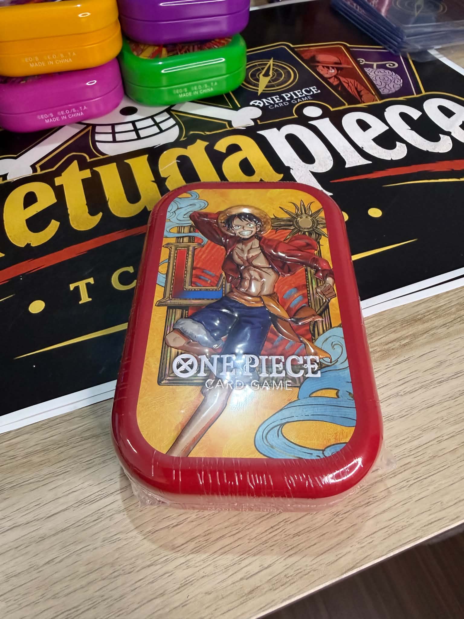 Luffy Storage Tin Box V3 (Asia Exclusive) + Promo Card + 4 Booster Packs OP-13 - OneTugaPiece